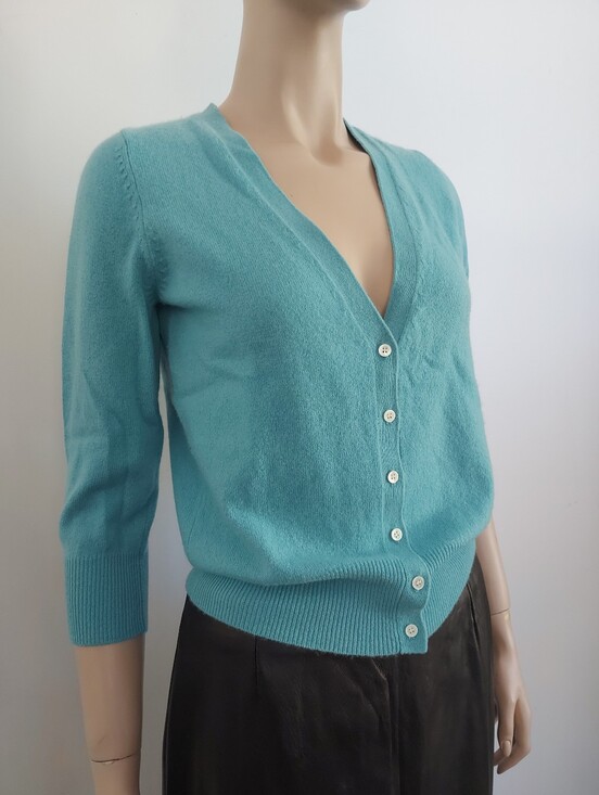 Joe Fresh Sweaters - Turquoise Cashmere Cardigan 3/4 Sleeves Lightweight